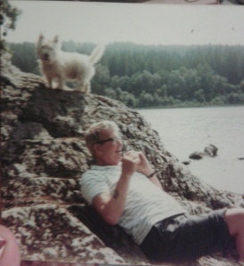 My Grandpa and his terrier Angus on the shores of Loch Lomond